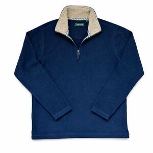 Orvis Quarter Zip Fleece Pullover Medium Navy Sherpa Collar